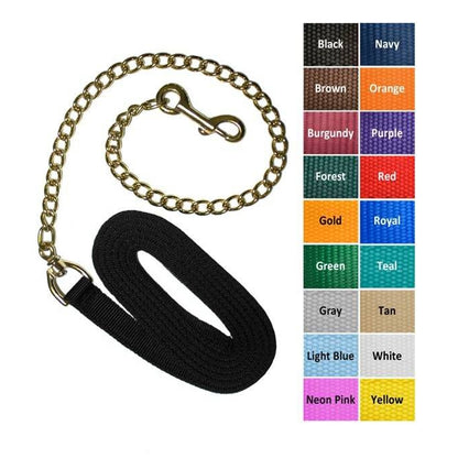 Jacks Lead Shank with 30" Solid Brass Chain 8' Bla