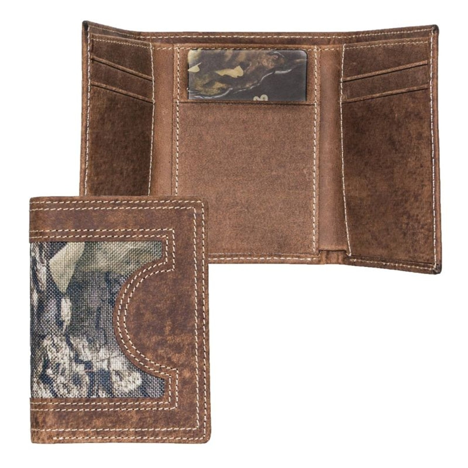 Mossy Oak DoubleStitched Wallet Brown/Camouflage