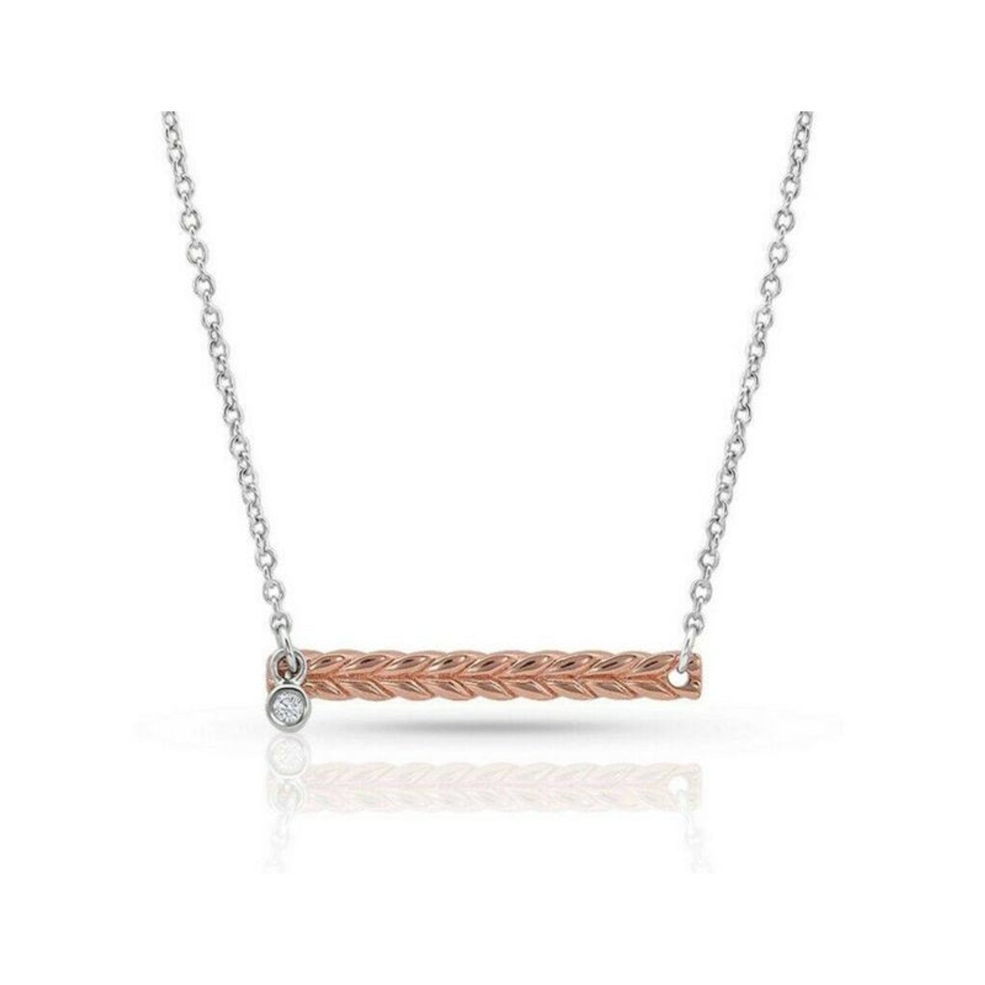 Montana Silversmiths Rose Braided Bar Necklace 19"