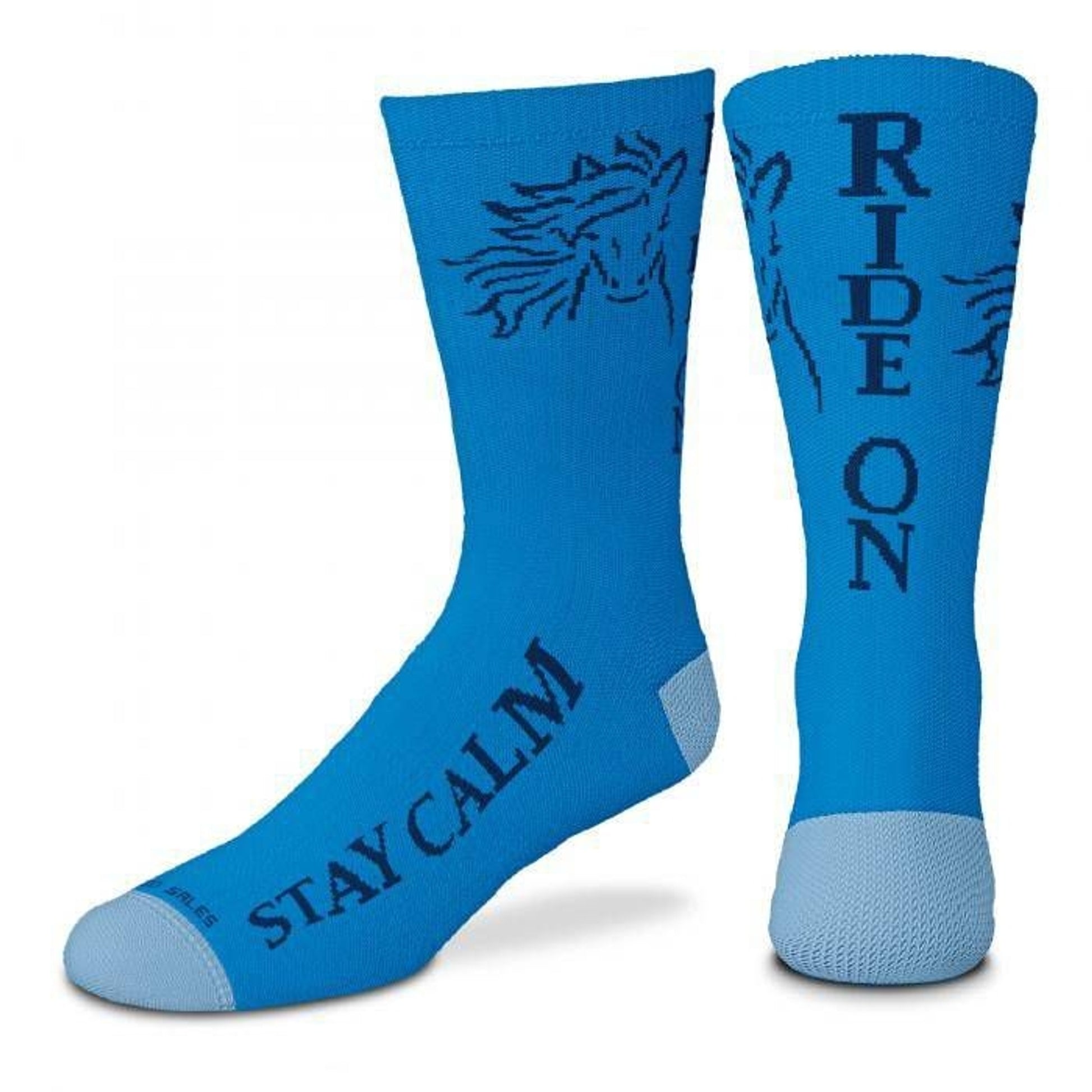 Stay Calm Ride On Crew Length Socks Adult White/Gr