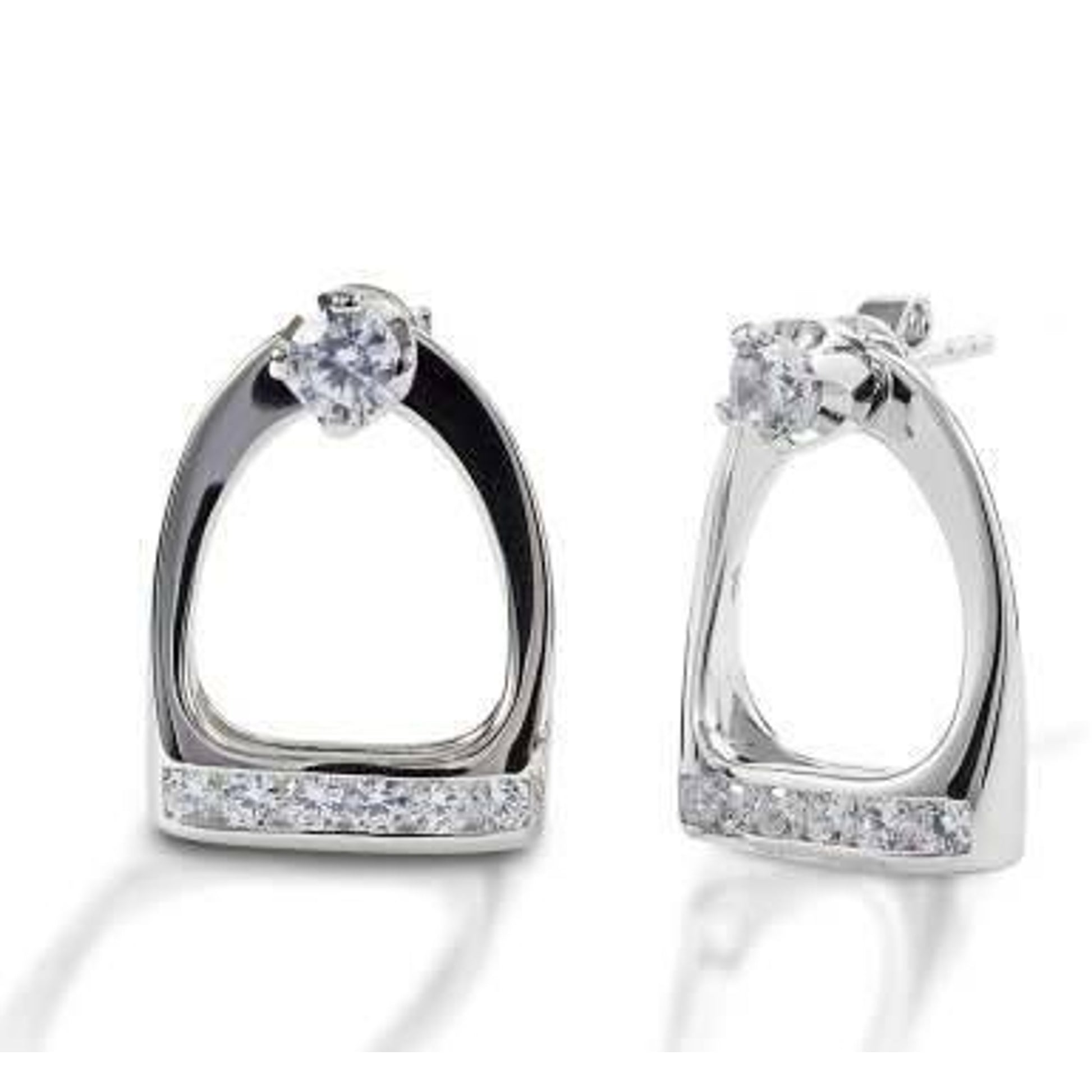 AWST Int'l Sterling Silver & CZ Stirrup Earrings