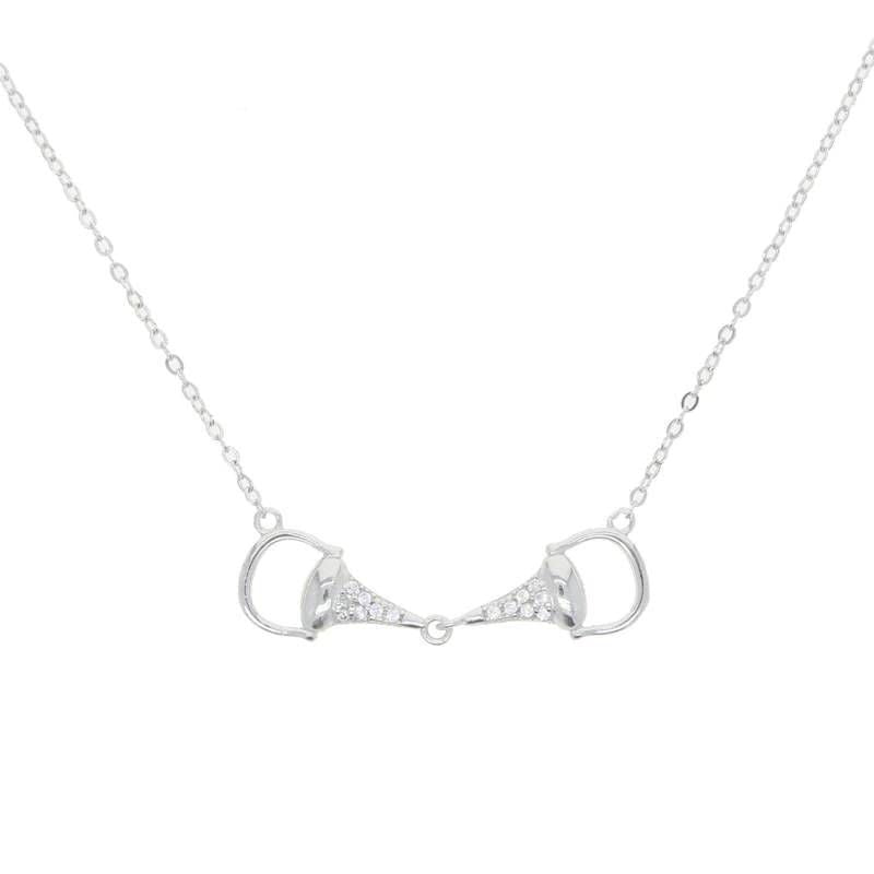 AWST Int'l Sterling Silver & CZ Snaffle Bit Neckla