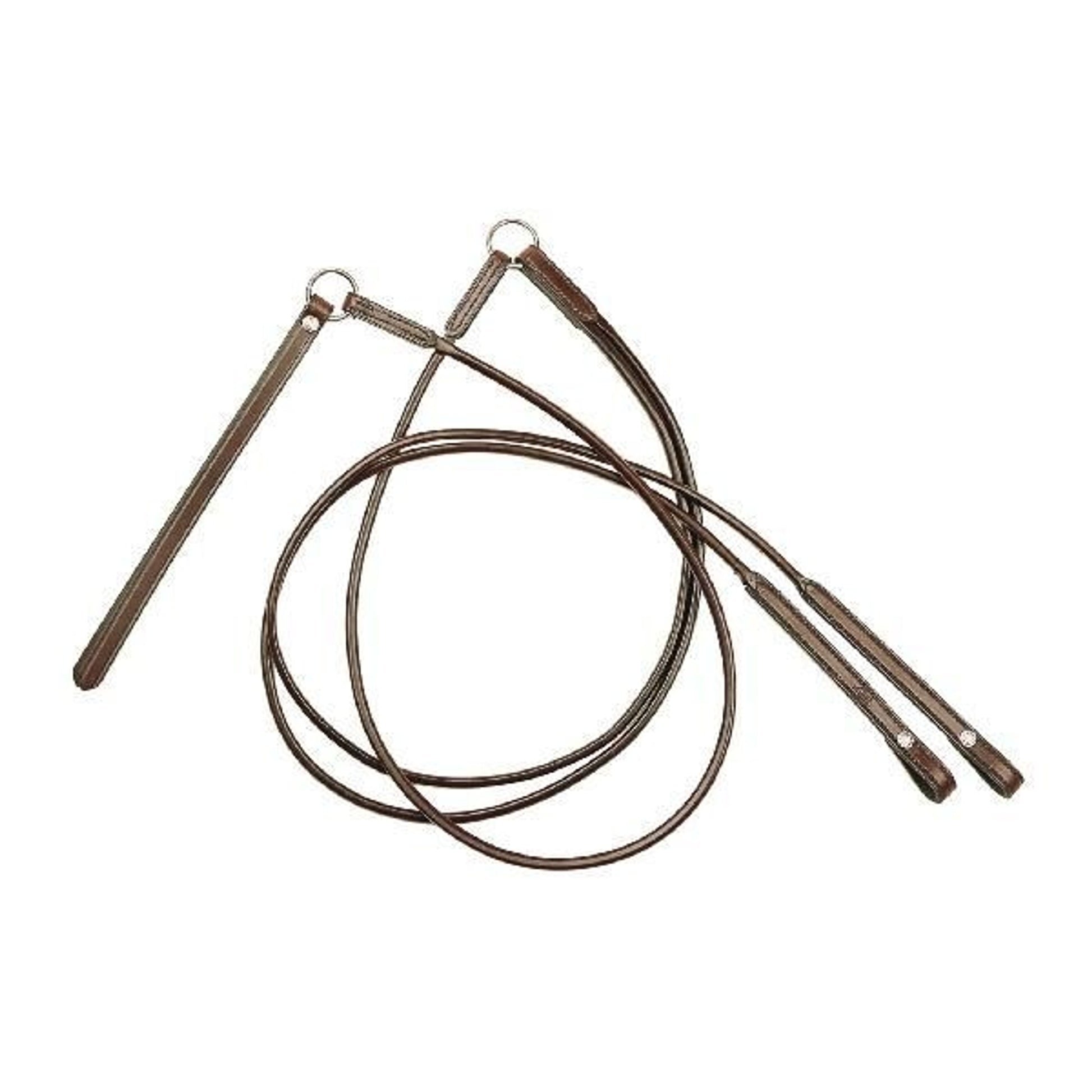 Tory Full Rolled Romel Reins - Nickel Hardware Blk