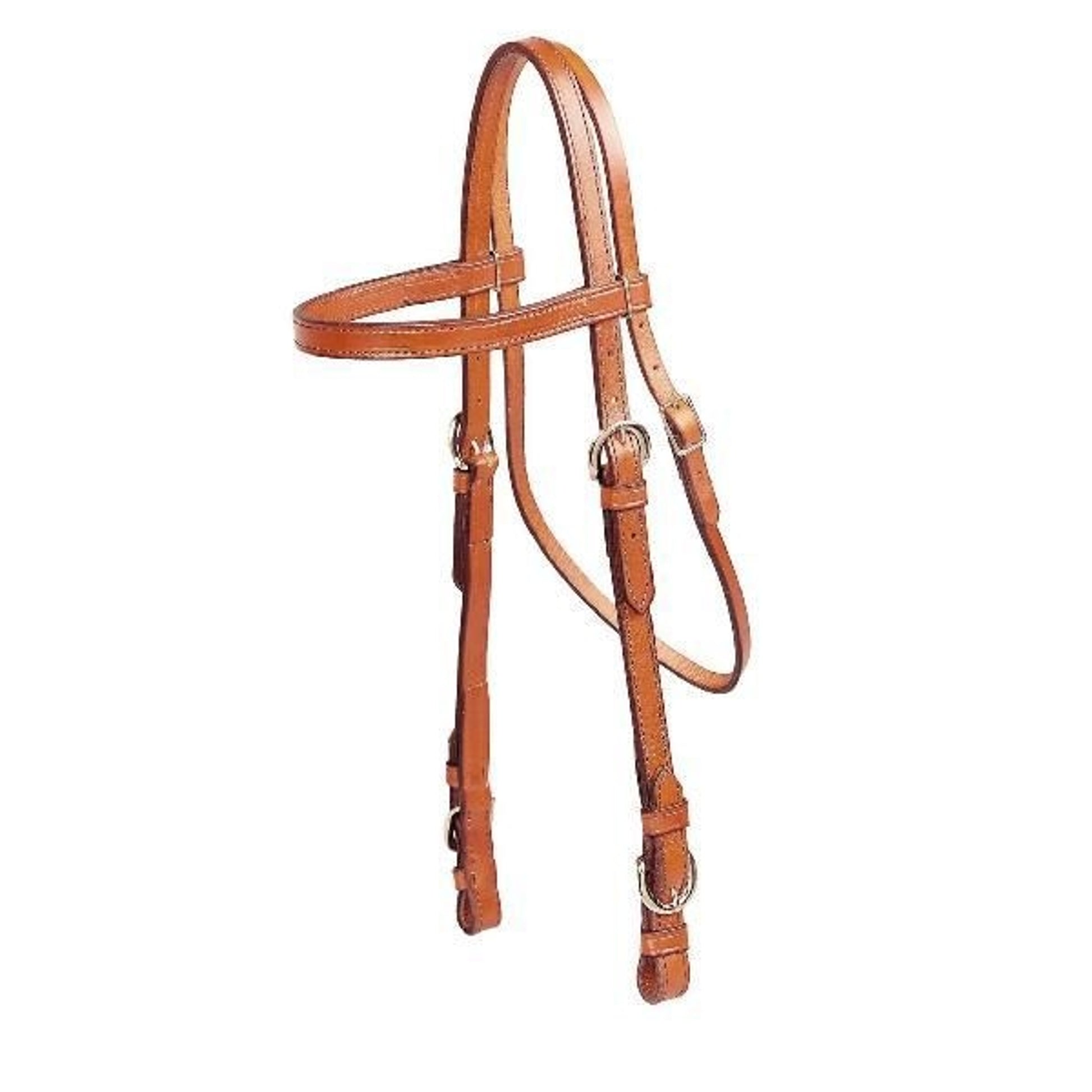 Double/Stitched Brow Band Headstall 5/8in Bk/Gry