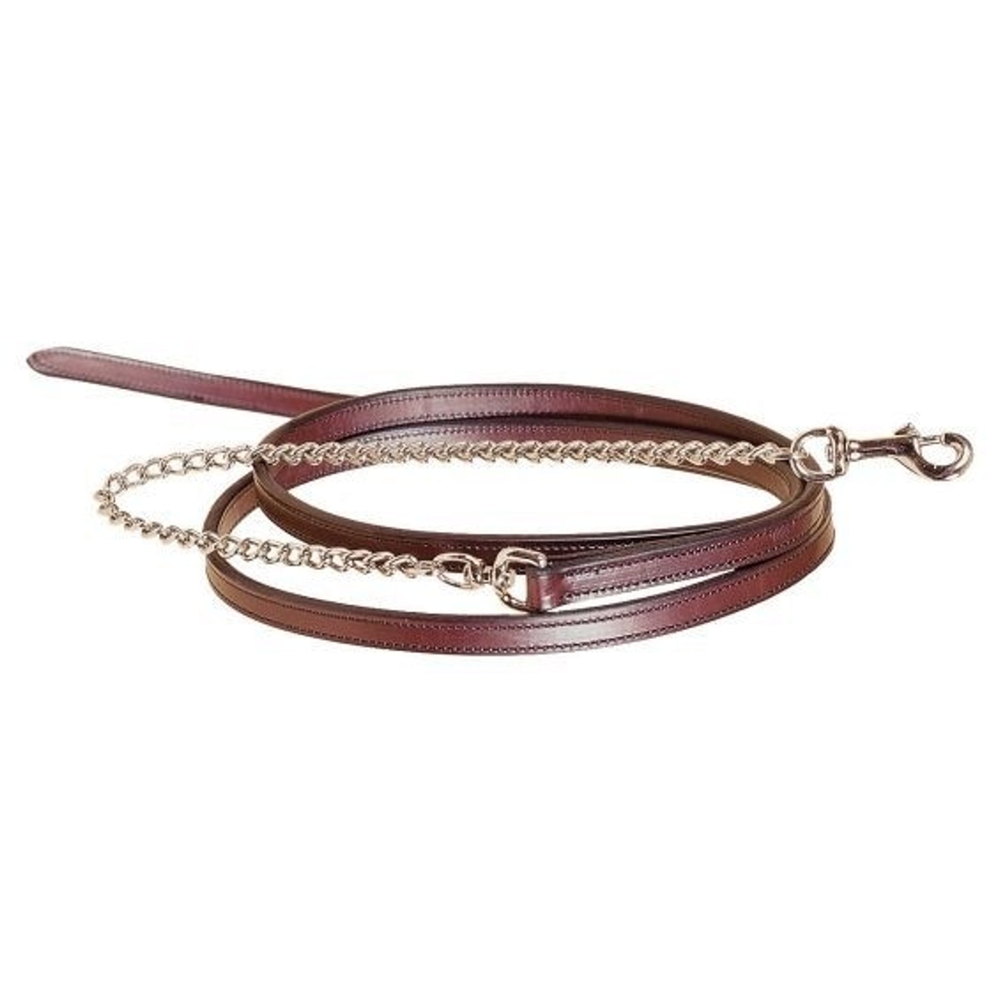 Partial Double And Stitched Lead/Chain 3/4in Brn