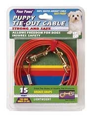 Tie Out Cable For Puppies 15 Ft Orange