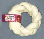 Rawhide Braided Donut Treat For Dogs 3.25x9x2 Wht