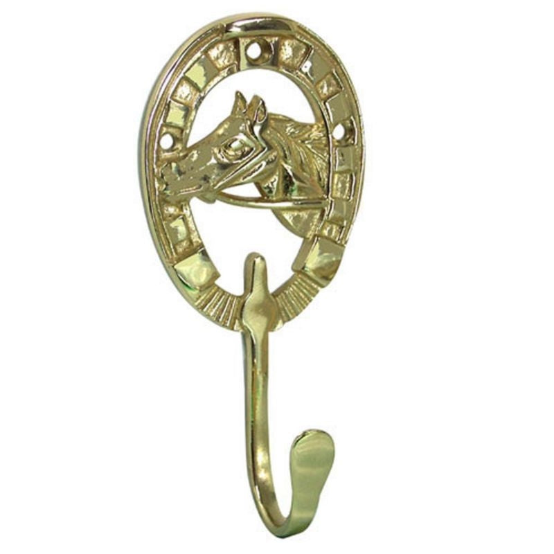 SINGLE HORSEHEAD HOOK BRASS
