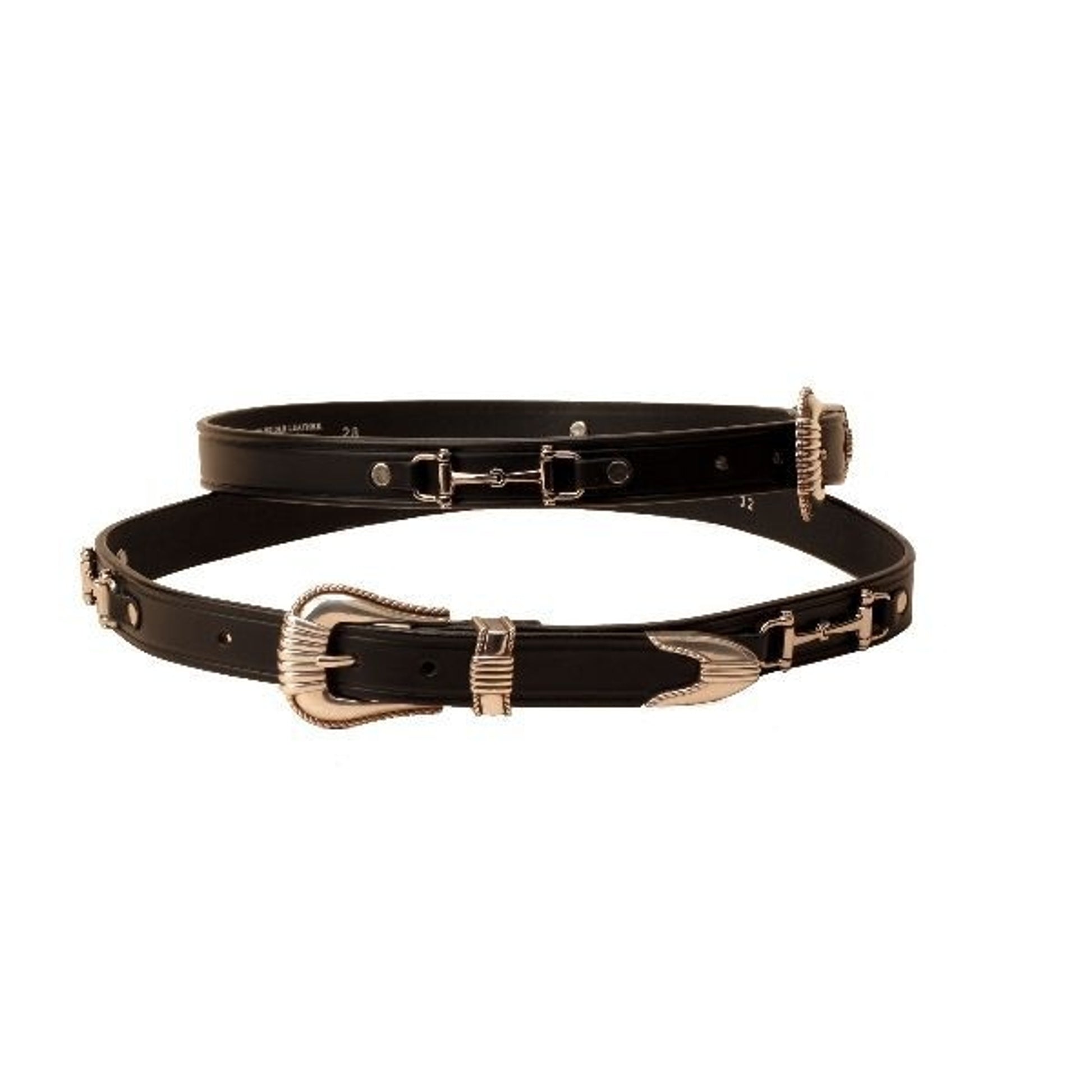 Snaffle Bits Belt And 3-Piece Buckle Set 24 Bk/Gry