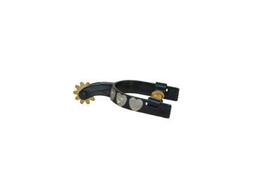 Metalab Black Satin Spur W Engraved Hearts Kid Brn