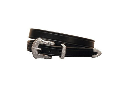 Plain Creased Belt/3Pc Silver Buckle Set 24 Brn