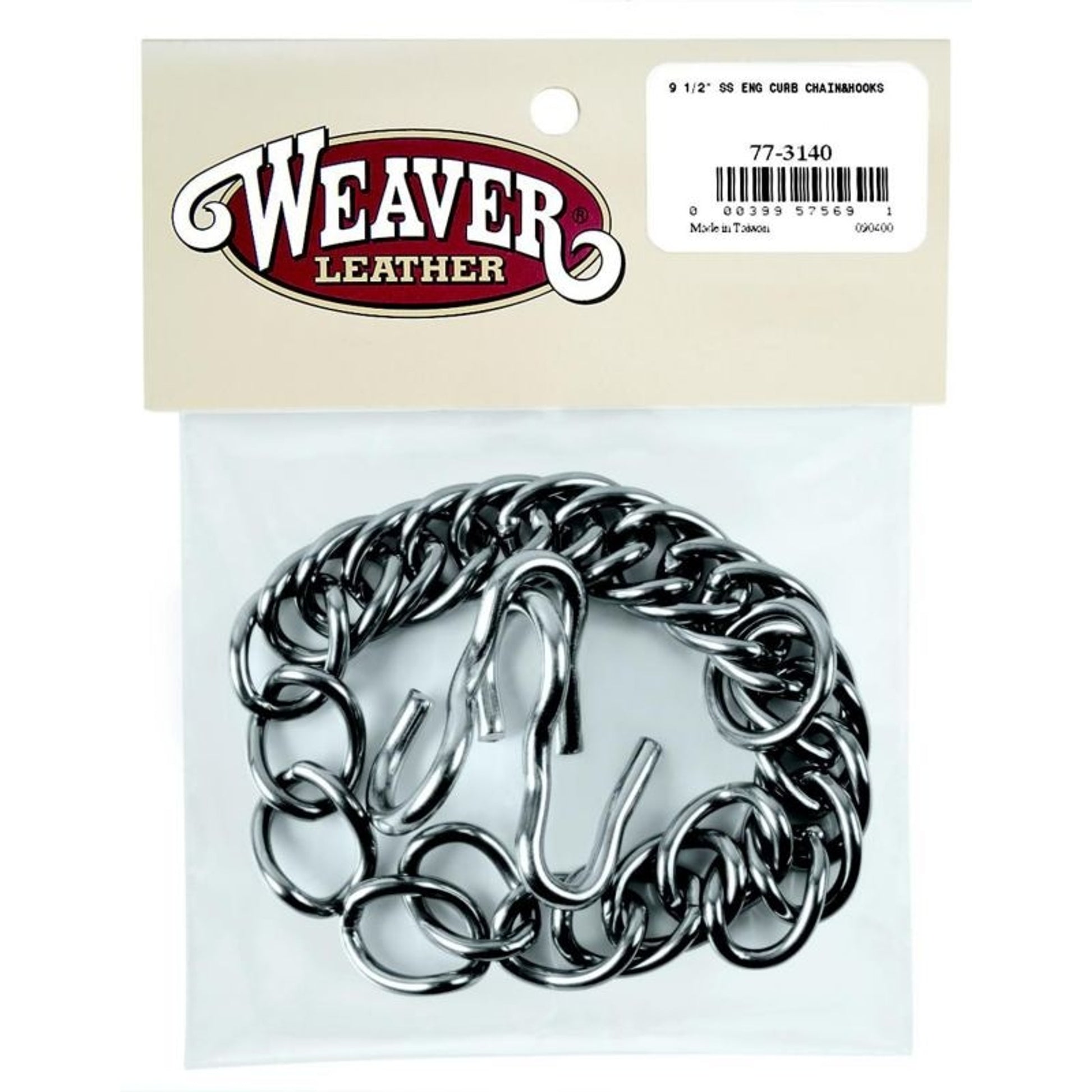 Weaver Leather English Curb Chain with Hooks 9 1/2