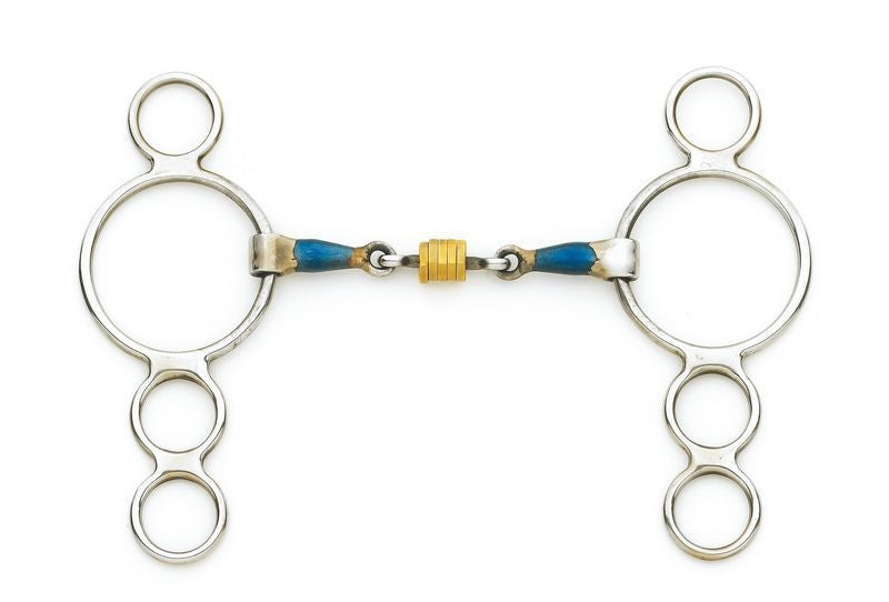 Centaur SS 3 Ring Gag With Loose Copper Roller Disks
