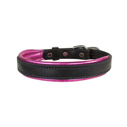 Perris Metallic Pad Leather Dog Collar LG HavPlat