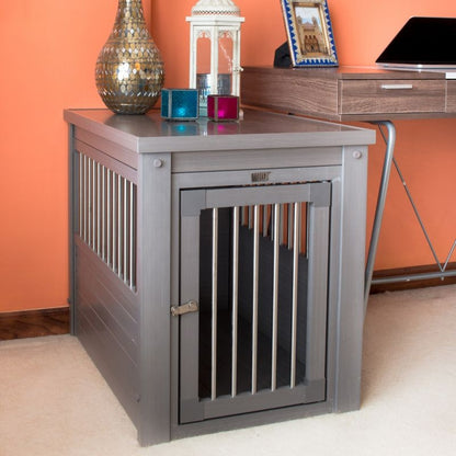 New Age Pet Grey Dog Crate with Metal Spindles