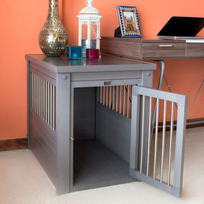 New Age Pet Grey Dog Crate with Metal Spindles