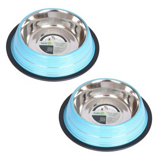 Color Splash NonSkid Pet Bowl 2 Pack