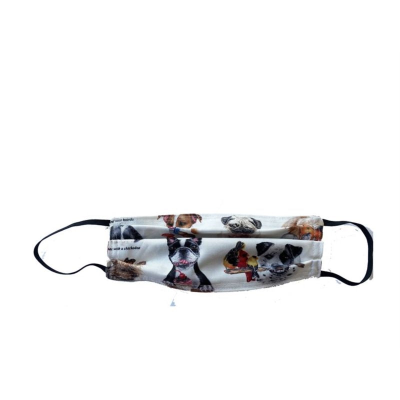 Fabric Face Mask Dog Pattern 4 Count White
