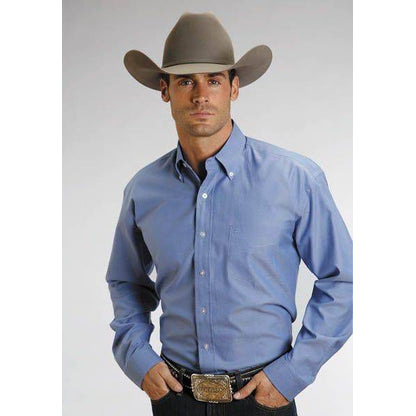 Stetson Mens Pinpoint Oxford Button Down Blue