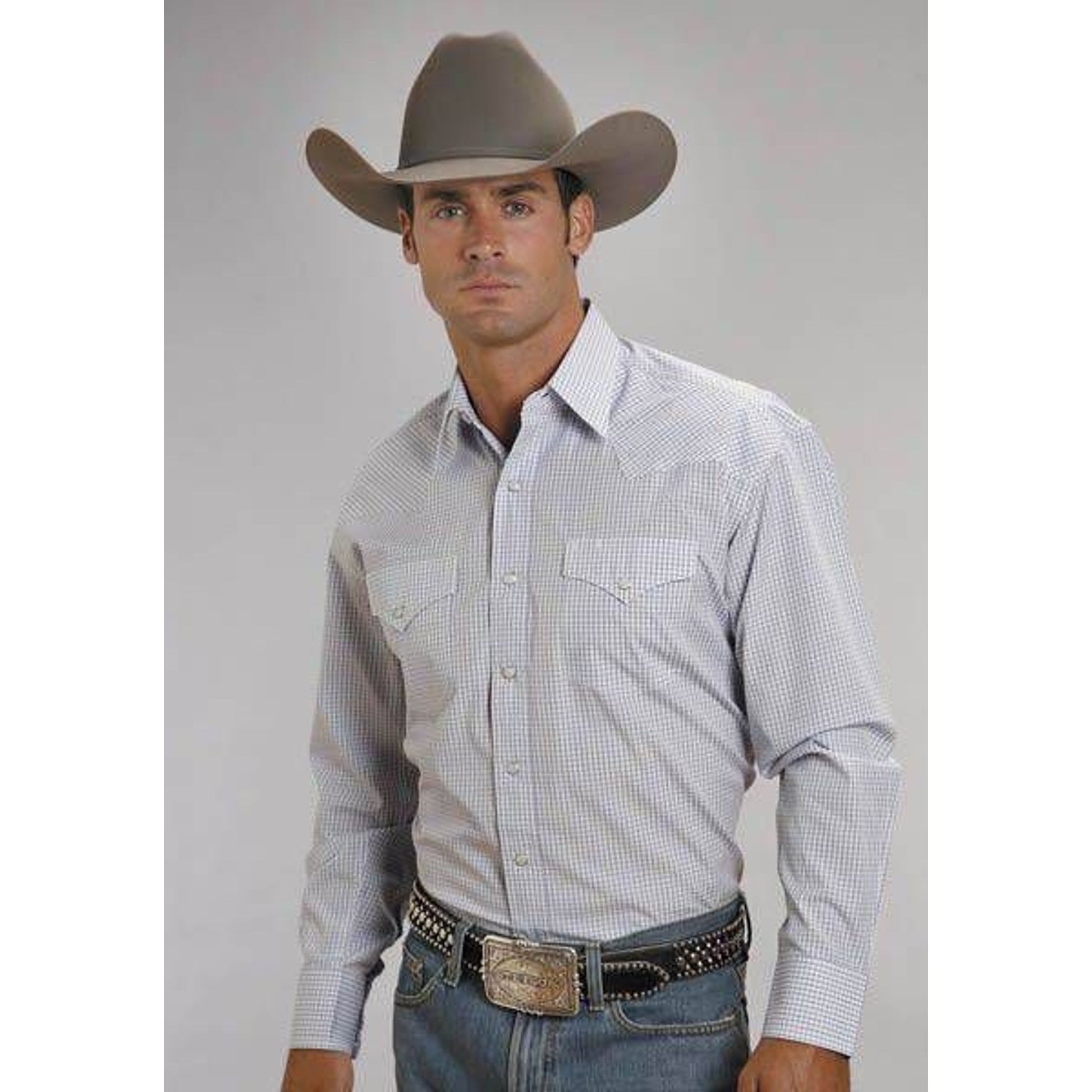 Stetson 2 Stripe Check Shirt Mens Blue